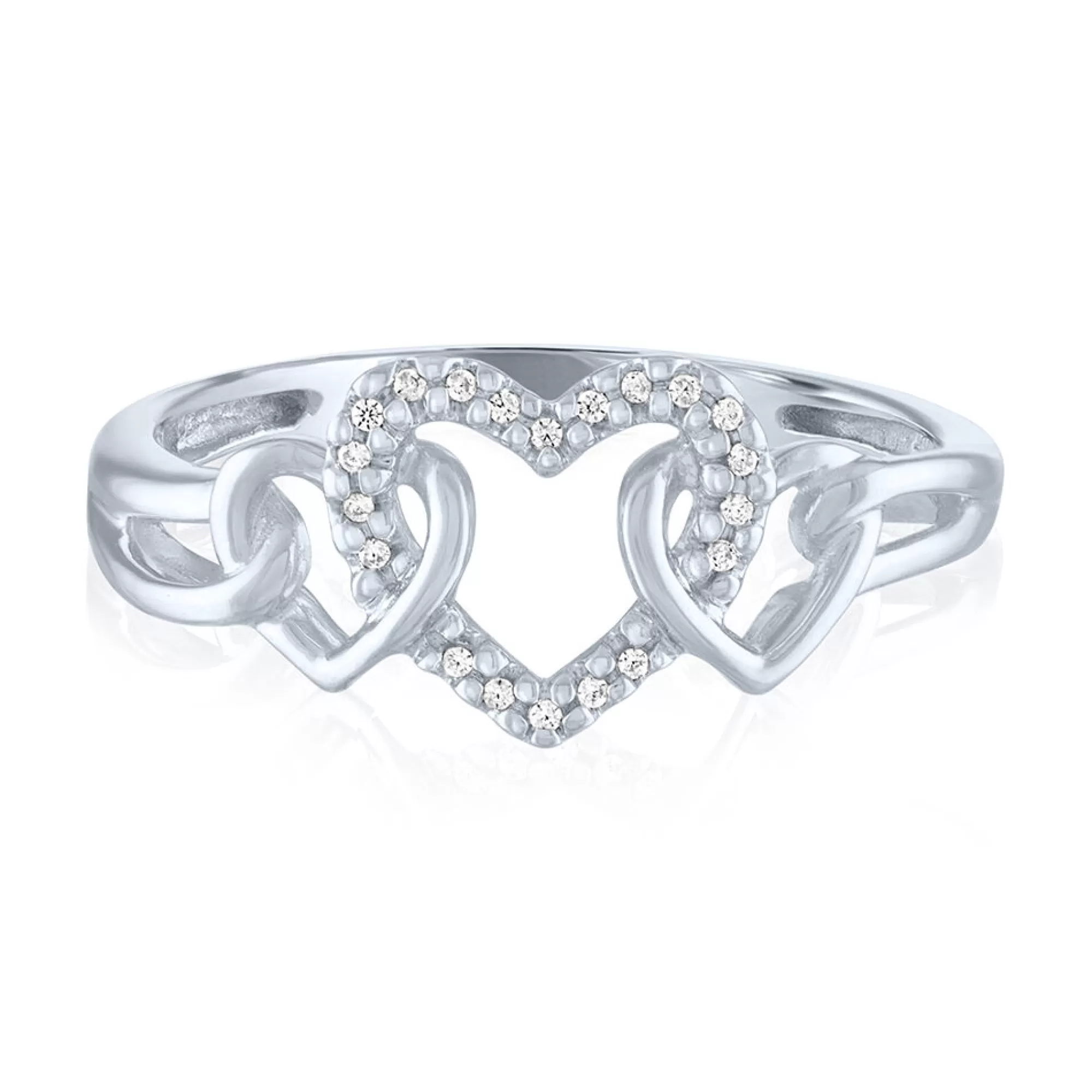 Rings^* Triple Heart Ring With Diamond Accent In Sterling Silver