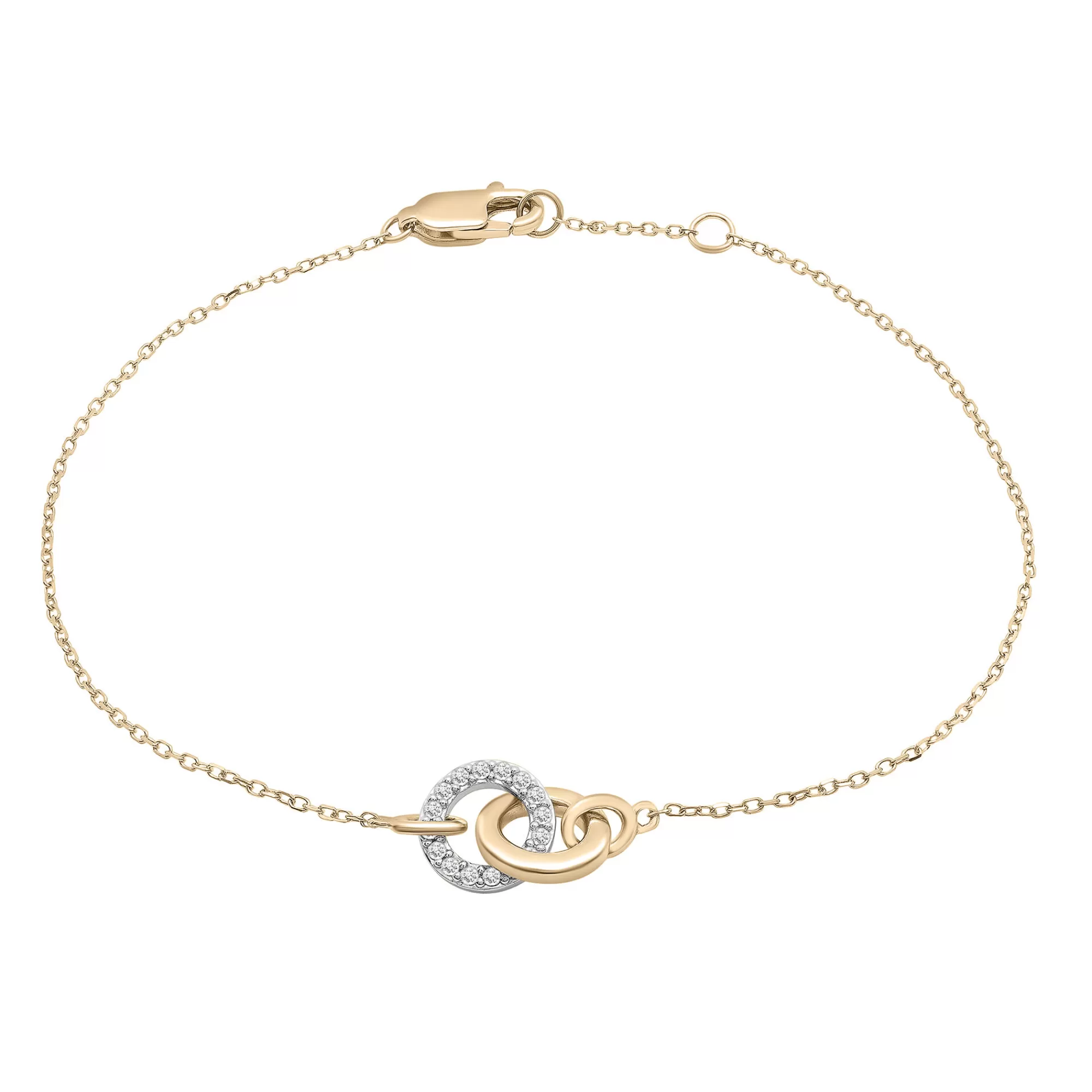 Bracelets^Laure by Aurate Two-Tone Diamond Linked Circle Bracelet In 14K White And Yellow Gold (1/10 Ct. Tw.)
