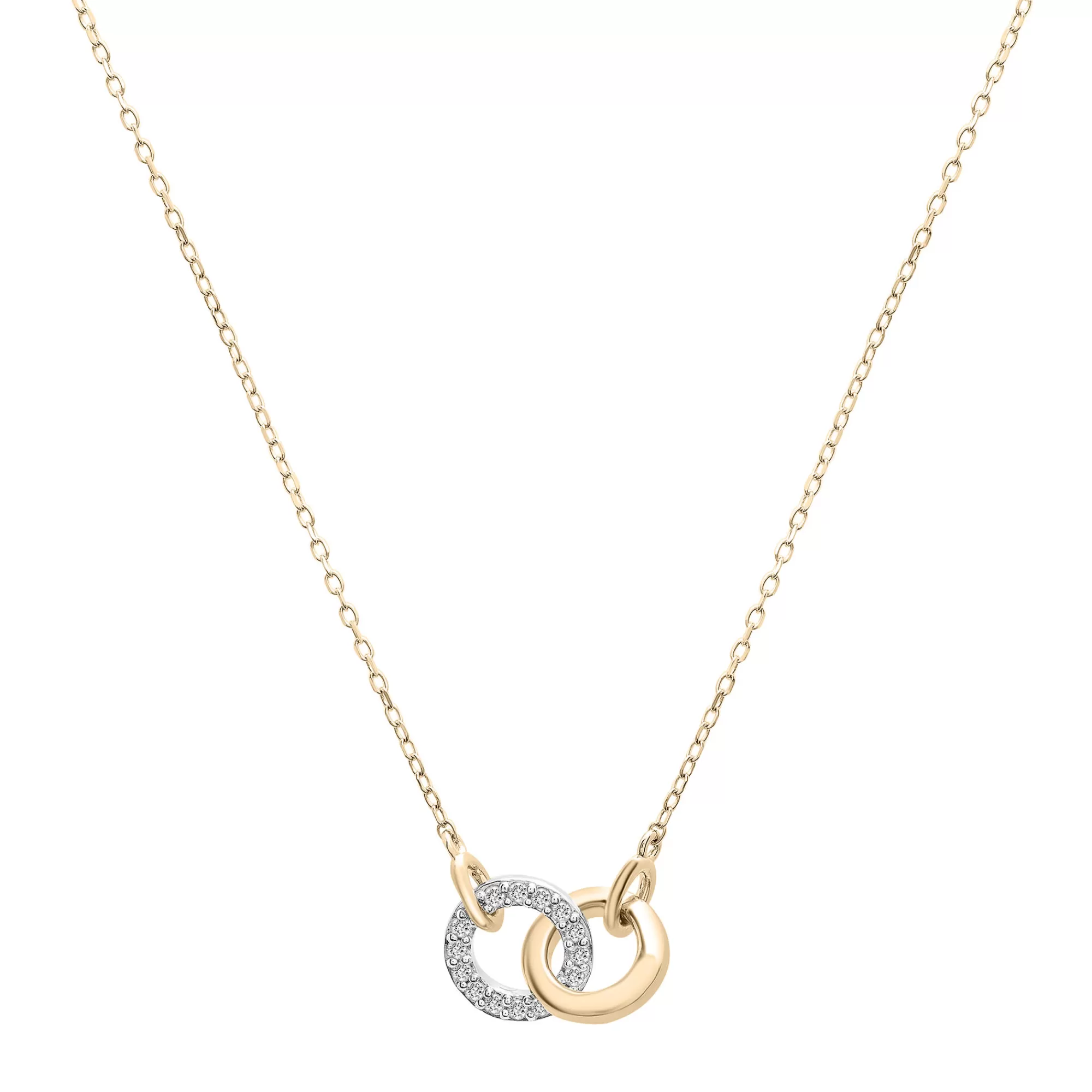 Necklaces & Pendants^Laure by Aurate Two-Tone Diamond Linked Circle Necklace In 14K White And Yellow Gold (1/10 Ct. Tw.)