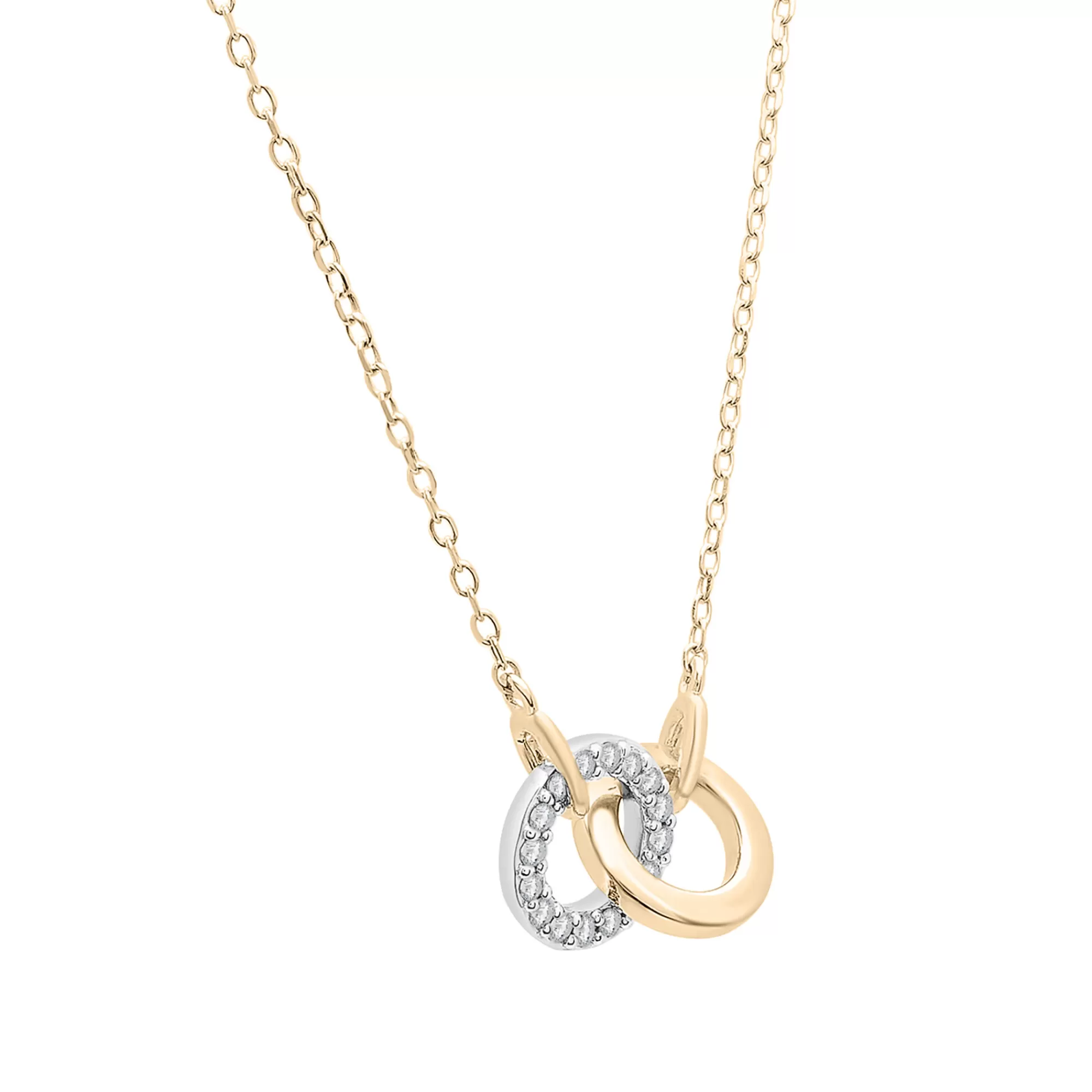 Necklaces & Pendants^Laure by Aurate Two-Tone Diamond Linked Circle Necklace In 14K White And Yellow Gold (1/10 Ct. Tw.)