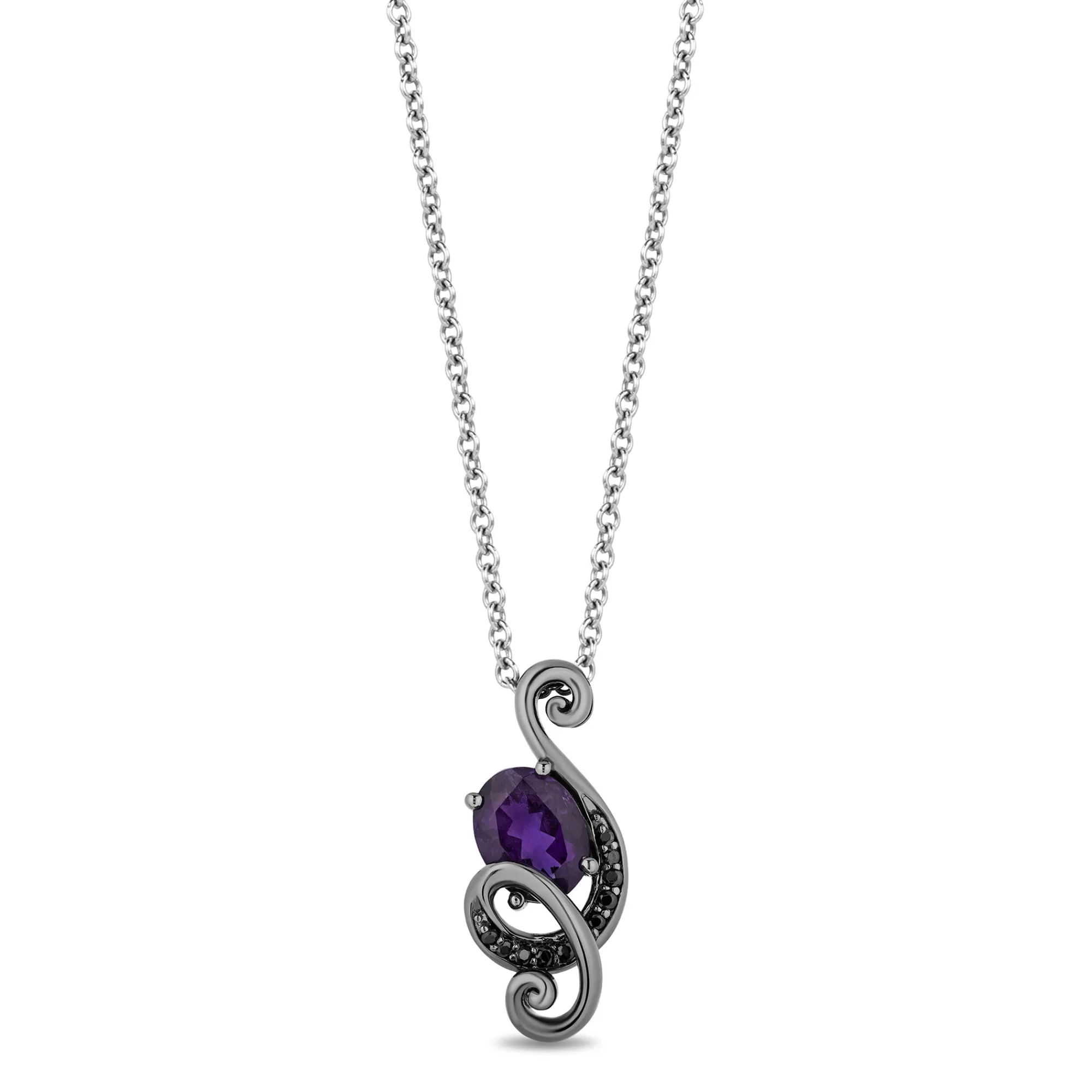 Necklaces & Pendants^Enchanted Disney Ursula Black Diamond & Amethyst Pendant In Sterling Silver (1/10 Ct. Tw.)