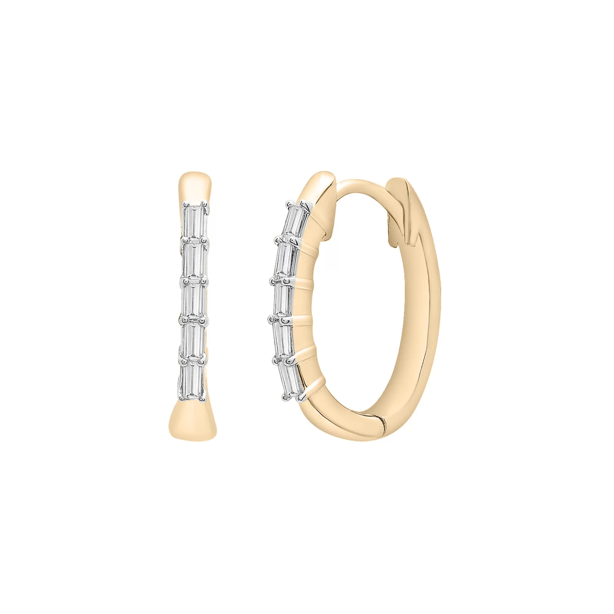 Earrings^Laure by Aurate Vertical Diamond Baguette Hoop Earrings In 14K Yellow Gold (1/7 Ct. Tw.)