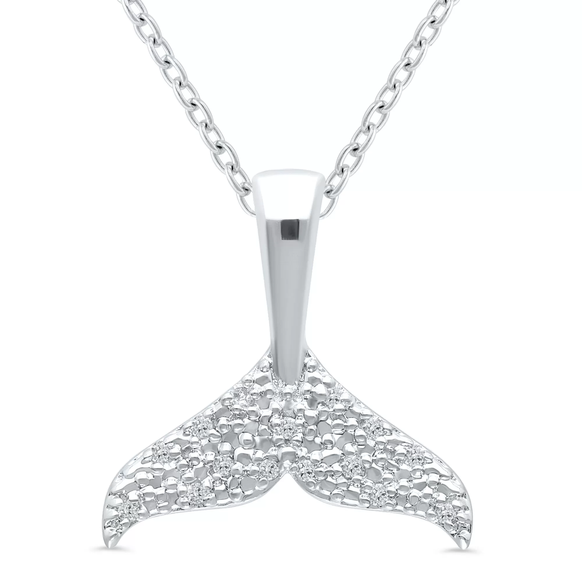 Necklaces & Pendants^* Whale Tail Pendant With Diamond Accents In Sterling Silver