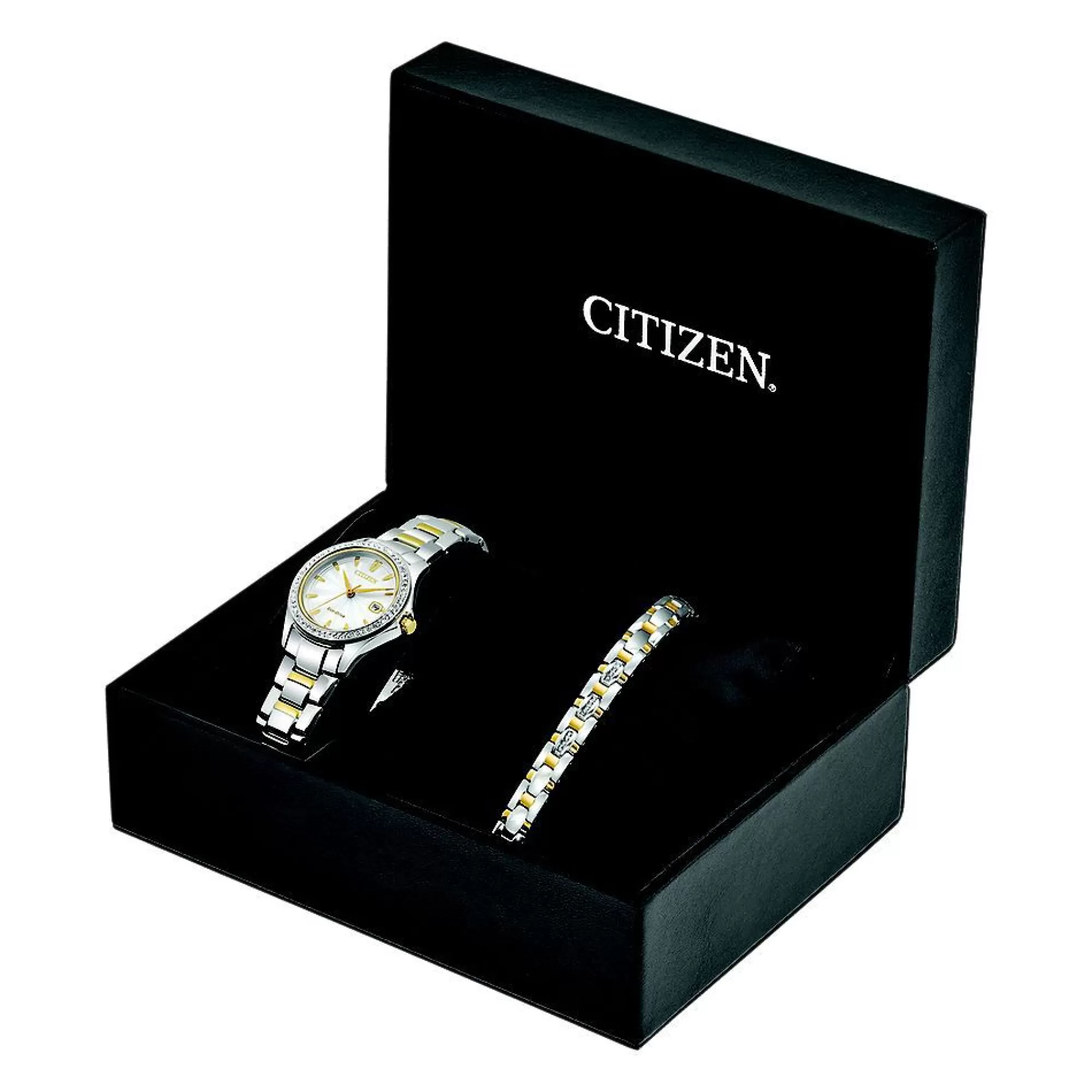 Women's Watches^Citizen® Eco™ Women's Watch & Bracelet Set In Two-Tone Ion-Plated Stainless Steel